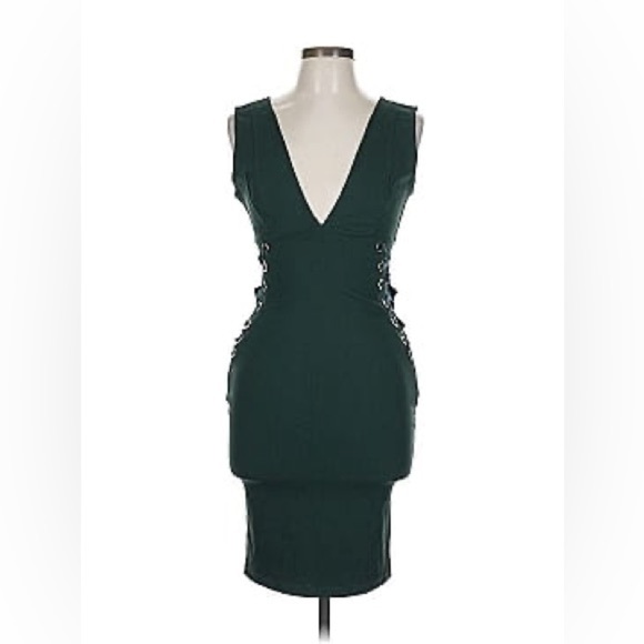 iris Dresses & Skirts - IIRIS Deep Green Lace-Up Mini Dress